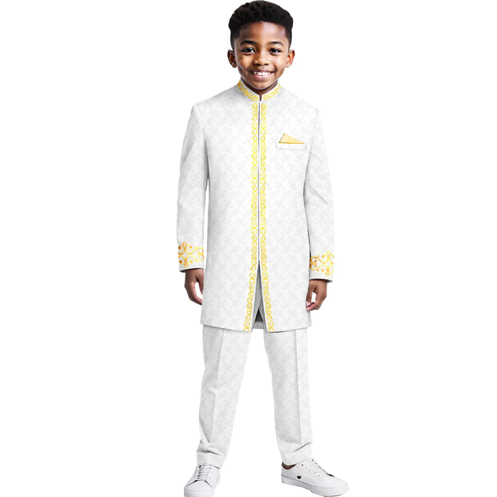 White African Design Boys Suits Set For Wedding Formal Tuxedo Kids Costume Piano Performance Children Tailor Made Top Quality