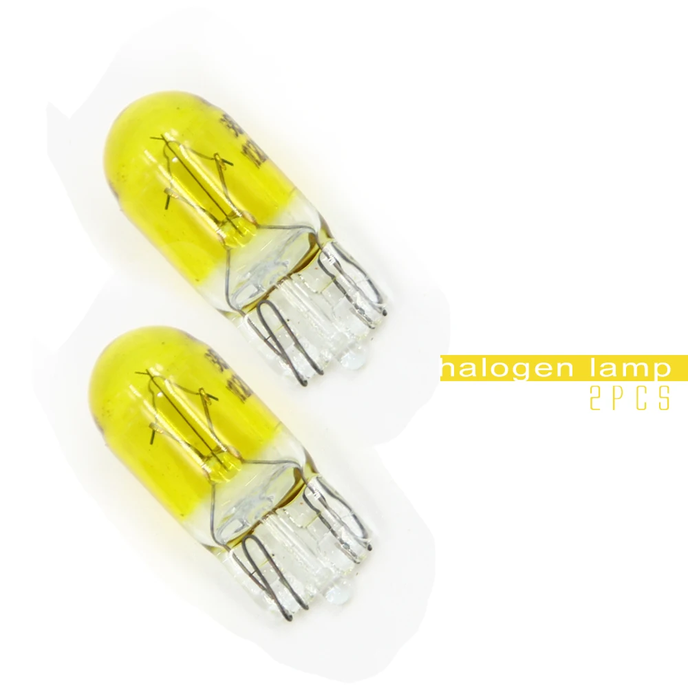 10Pcs DC 12V T10 W5W 194 501 5W Car Halogen Bulb Signal Interior Car light Side Marker light Yellow Glass Car Halogen Bulbs
