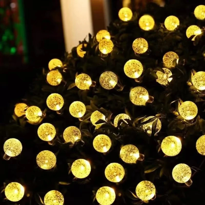 Custom Light Emitting Diode Crystal Spherical Shade Outdoor Decorative Light String Christmas Garden Decorative Light