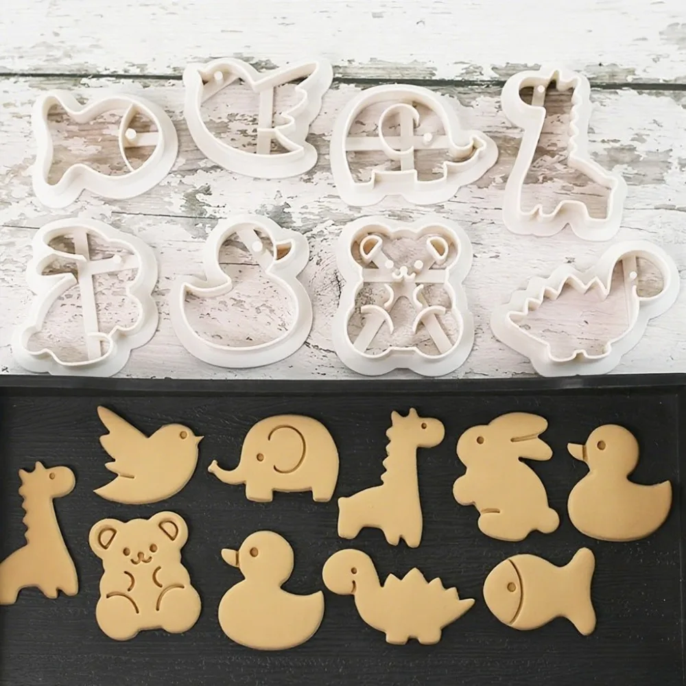 8Pcs Cute Bear Santa/reindeer Easter Bunny Chick Dinosaur Cutter Biscuit Baking Mold Halloween Animals Baking Cookie Tool Party - view 4