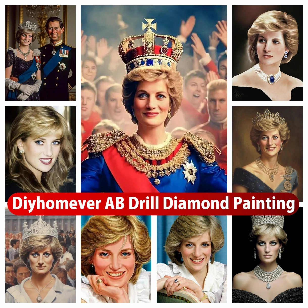 Princess Of Wales Diana Spencer 5D DIY AB Diamond Painting Mosaic Cross Stitch Pictures Embroidery Rhinestones Home Decor Gift