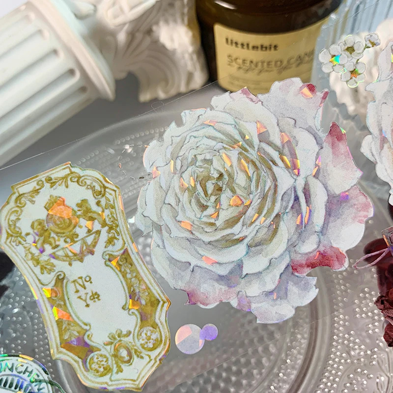 Zhushakou Bright Color Red White Flower Shiny PET Tape