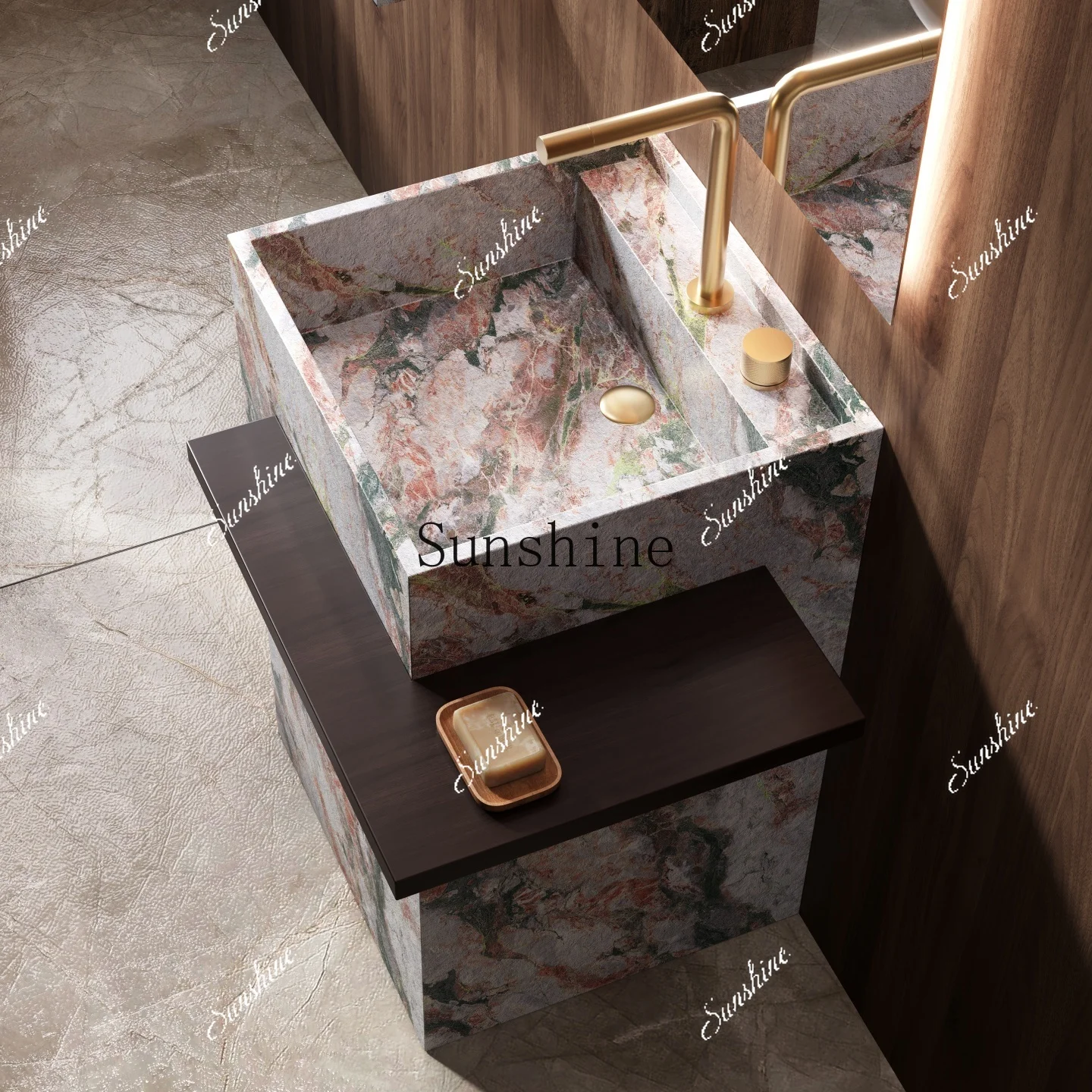 Slate column basin hand washing face integrated hotel villa outdoor courtyard floor-to-ceiling styleH