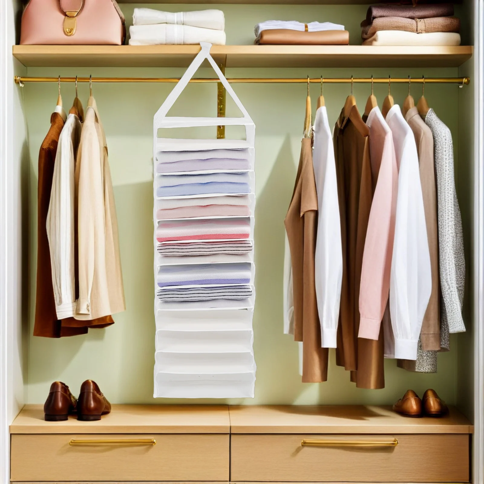 

Multi-layer Hanging Clothing Partition Bag Child Organizer Bags Pvc Closet Pants Storage