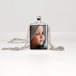Rectangular Photo Pendants Custom Necklaces for Your Baby Photos of Mom, Dad and Grandparents Gifts for the Family