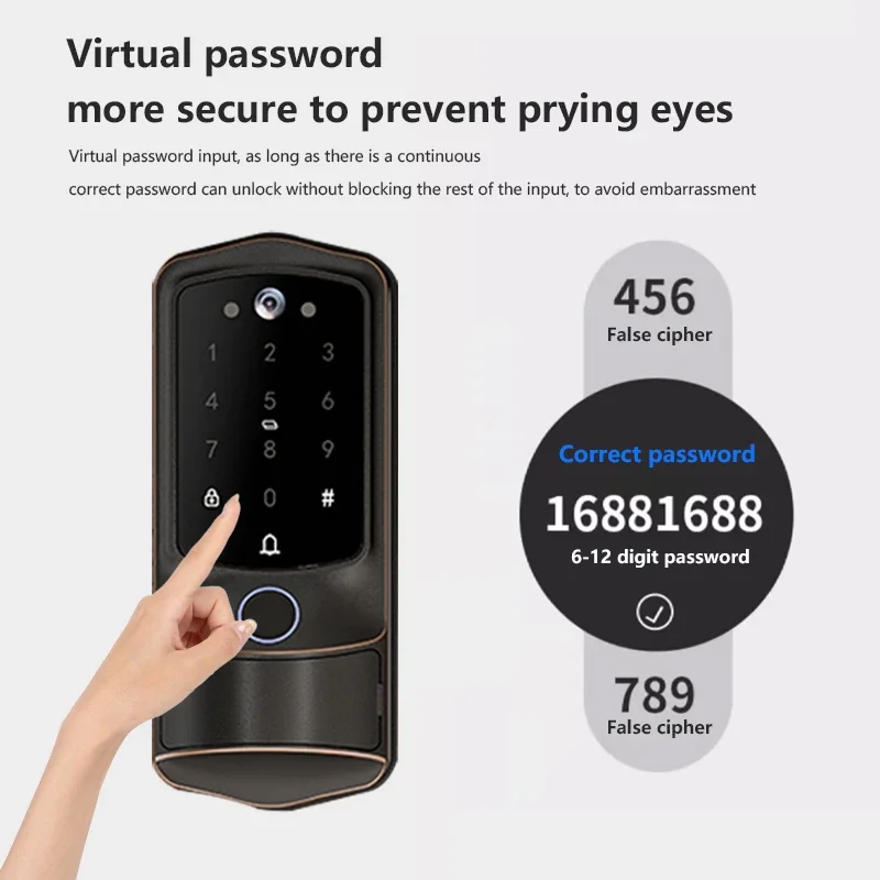 004 High Security Fingerprint Deadbolt Lock Tuya Electric Digital Password Keyless WiFi Smart Door Lock With Camera