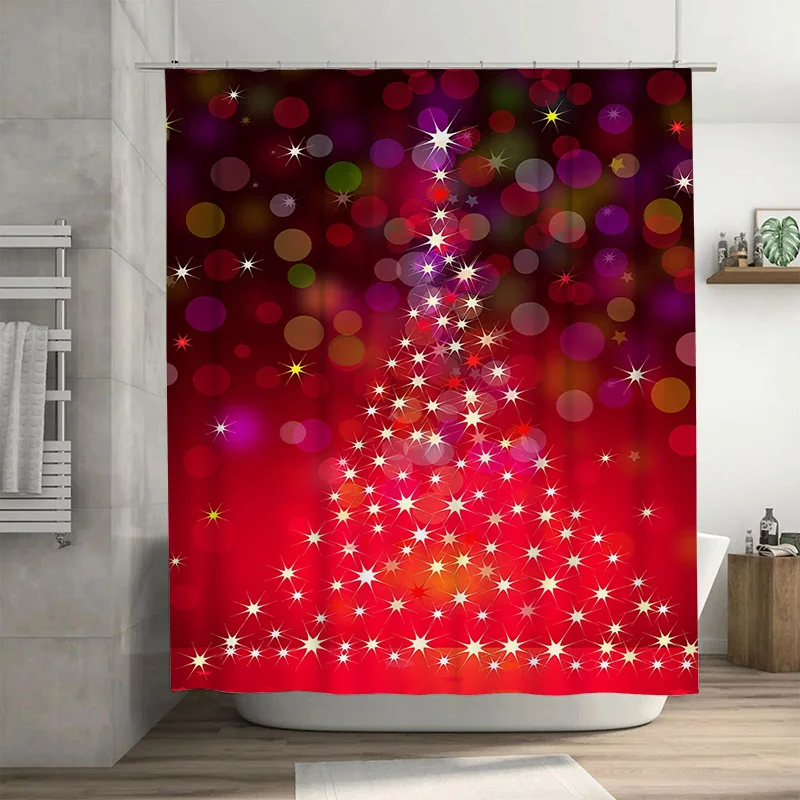 

TuniuVivid Red Starburst Shower Curtain Modern Abstract Art Bathroom Decor Fun Washable Liner