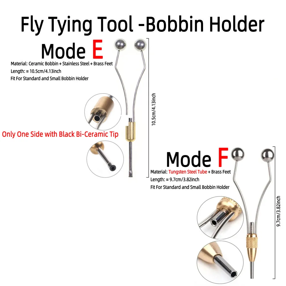 1pc Bi-ceramic Tip Fly Tying Bobbin Thread Holder for Standard & Small Bobbin Dry Wet Nymph Streamer Fishing Lure Fly Tying Tool