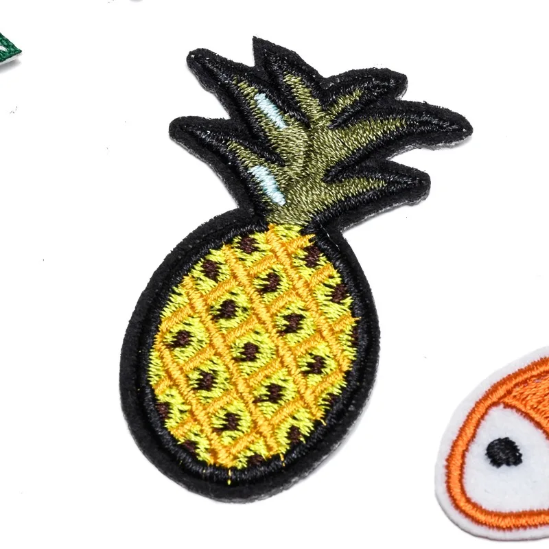 100pcs/Lot Small Embroidery Patch Fish Cherry Pineapple Lightning Watermelon Star.Fries Milk Burger Clothing Decoration Craft