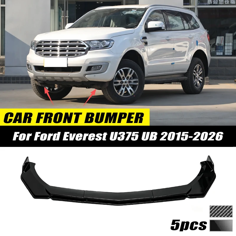 For Ford Everest U375 UB 2015-2026 Front Bumper Lip Front Guard Spoiler High-quality ABS Material Body Kit Front Lip Accessory