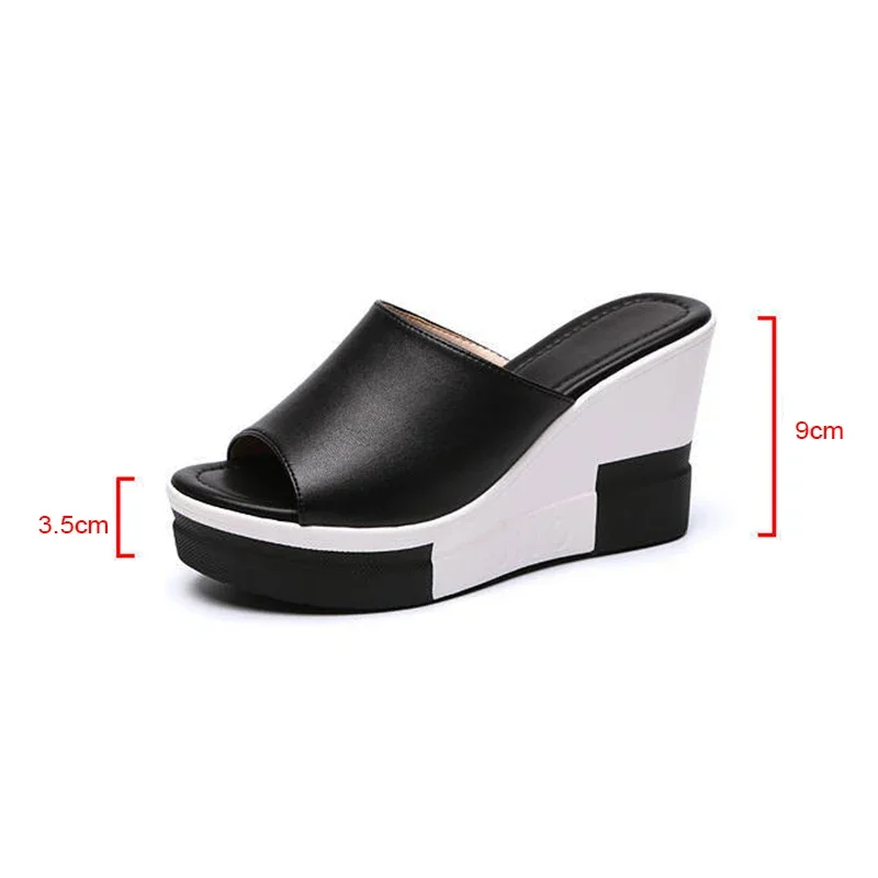 luxury 2024 New Slides Women\'s Wedges Slippers Slip-On Shoes Woman High Heels Platform Sandals Ladies Slides Sandalias Mujer