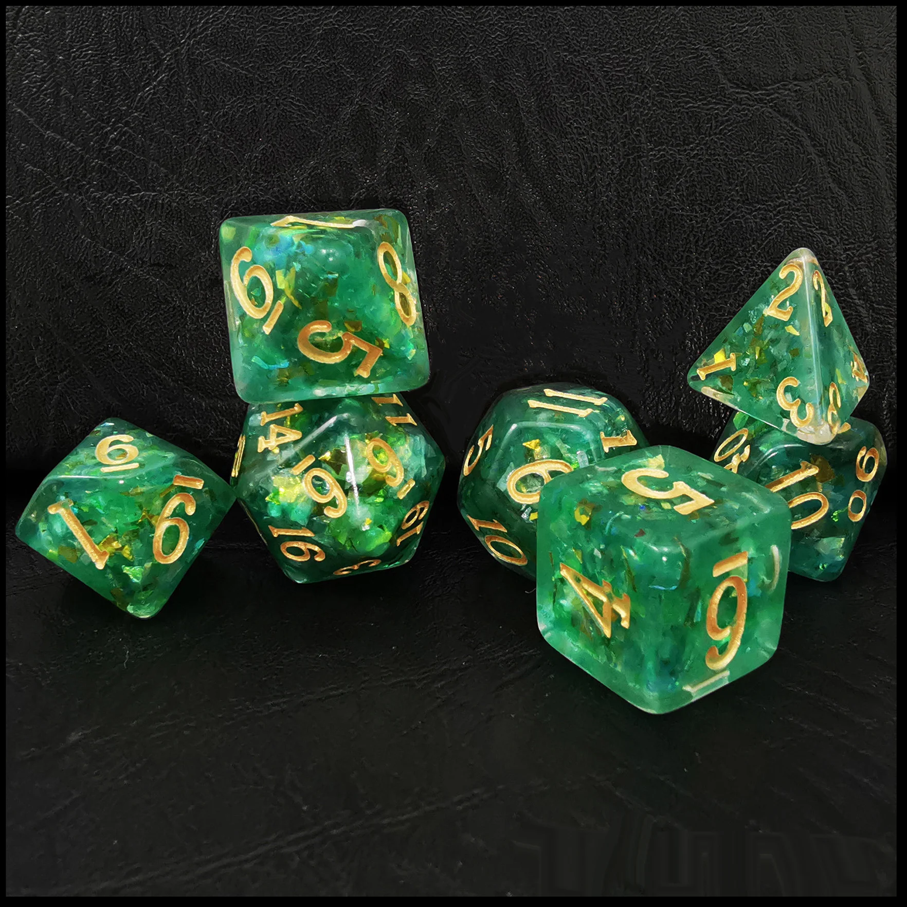 Bescon Dense-Core Polyhedral Dice Set of Mint, RPG 7-dice Set in Brick Box Packing