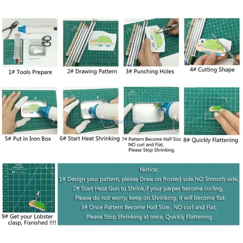 

C1FE 12Pcs Shrink Dink Sheets Shrink Film Sheets Sanded Shrink Plastic Sheet Luminous