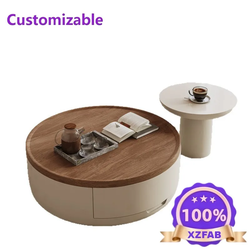 Factory Direct 2026 French Nordic round coffee table living room household small apartment simple modern high-end coffee table T
