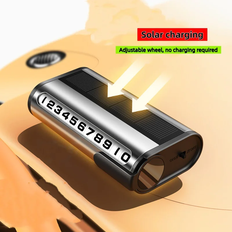 Solar Parking Sign Luminous Metal Car Move Card Temporary In-Car Phone Number Plate