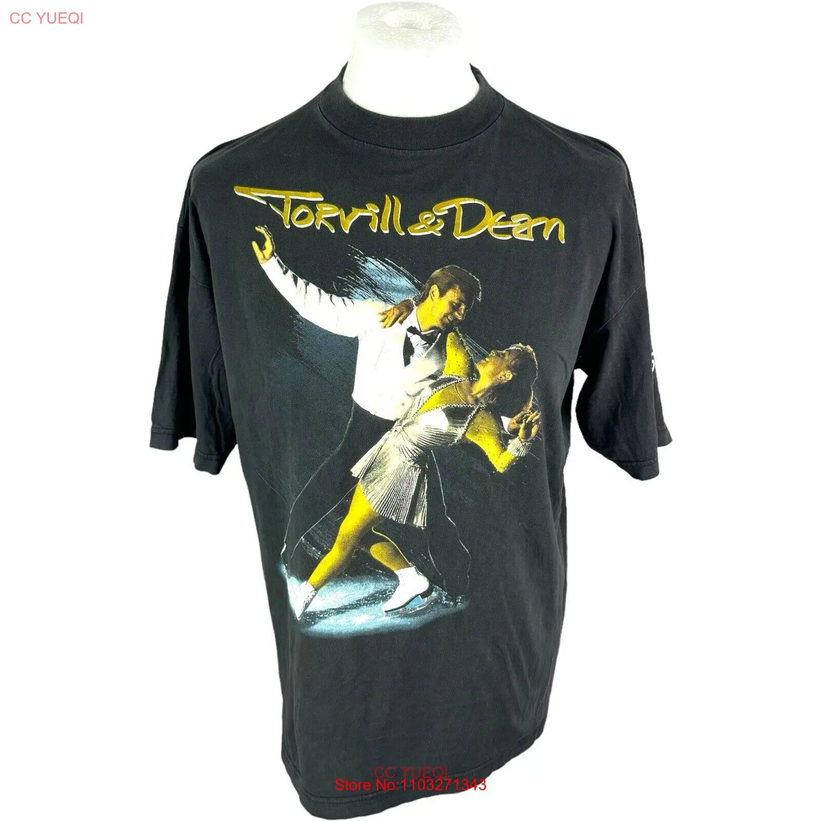 Винтажная Футболка Torvill And Dean XL, винтажная черная футболка с графическим рисунком для катания на коньках, размер XL 1994