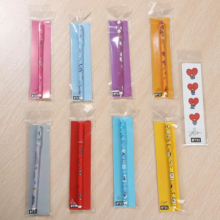 BT21 Gel Pen Kawaii Student Study Supplies Stationery Fashion Cartoon TATA Smooth Black 0.5mm Quick Drying Child Birthday Gift