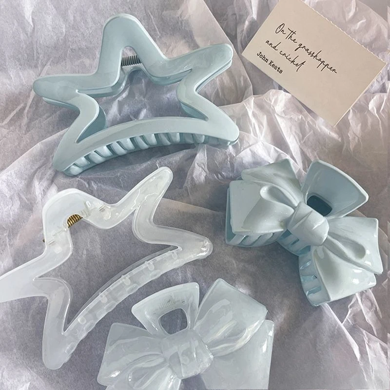 Blue Shark Clip Butterfly Bow Five Pointed Star Clip for Girls' Hair and Hair Accessories