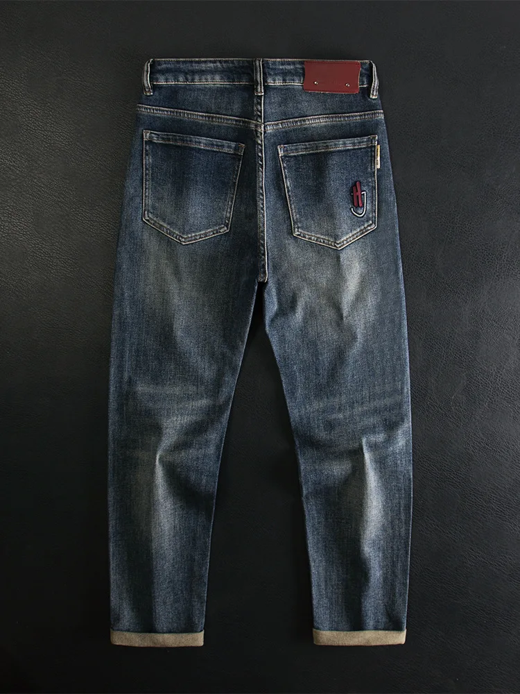 

Модные мужские джинсы высокого класса осенью 2023 года, новые высококачественные зауженные повседневные брюки с вышивкой