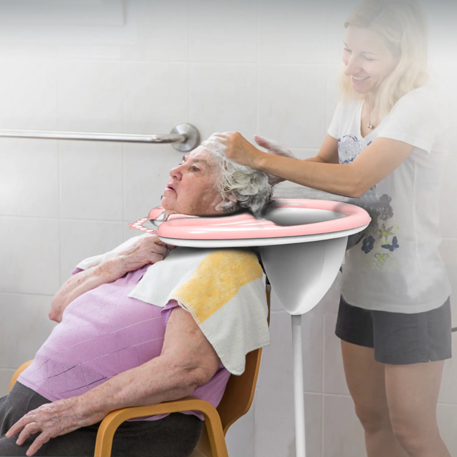 Almohadilla de champú portátil, lavabo inflable de PVC con tubo para inflar y desinflar el cabello, lavamanos para mujeres embarazadas, ancianos y niños