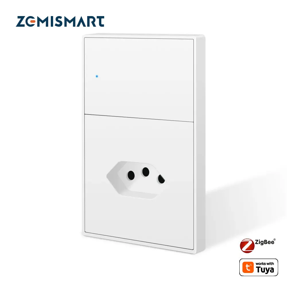 Zemismart Zigbee 20A Brazil Socket Smart Brazilian Wall Outlet Works with Tuya Google Home Smartthings Homekit via M1 Matter Hub