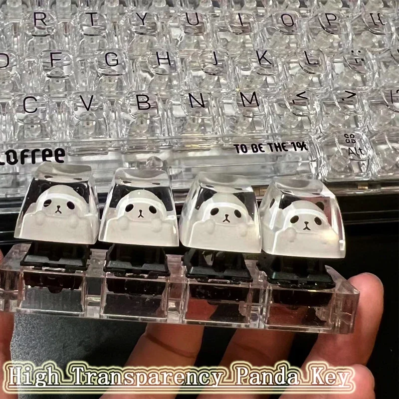 

Cute Panda Keycaps with Personalized Creativity Transparent SA High Cherry Mx Mechanical Keyboard Handmade Resin Keycaps