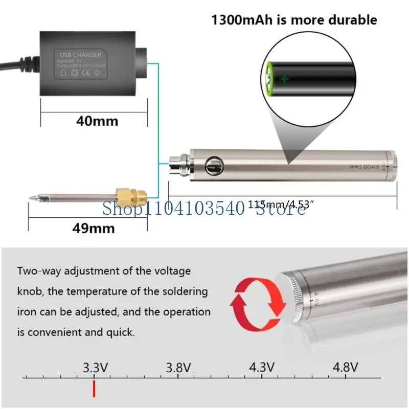02DC Soldering Iron Set Upgraded DC5V 8W Soldering Iron Pen VoltageAdjustable 1300mA