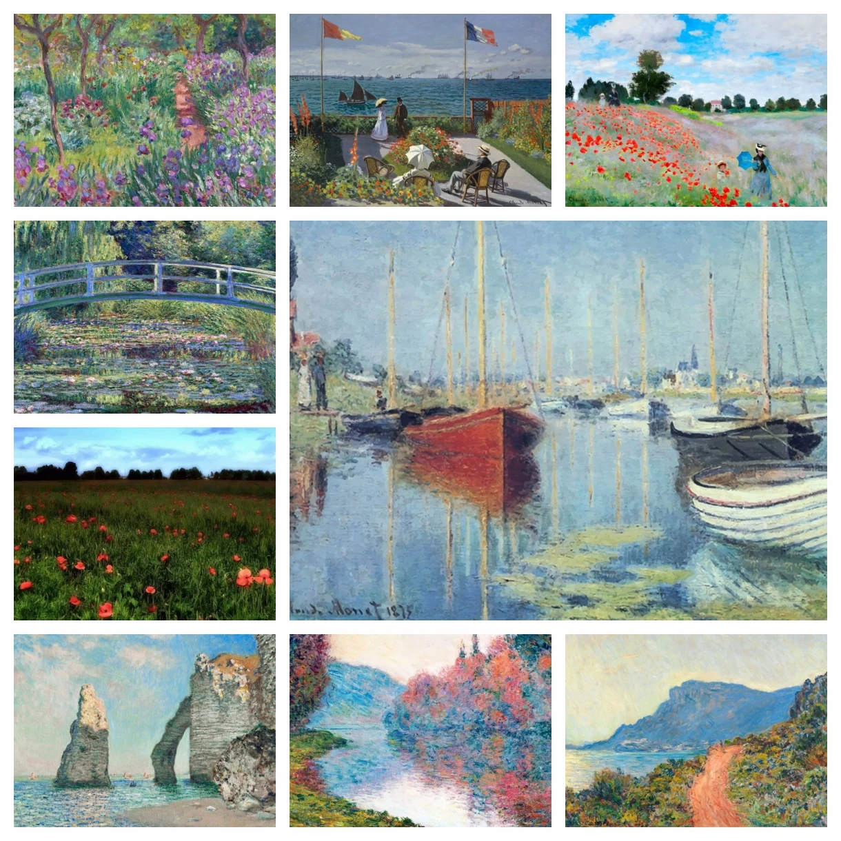 Berühmtes Claude Monet-Kunstwerk, Landschaft, Diamantgemälde, Wandkreuzstich, Bild für Schlafzimmer, Büro, Heimdekoration, Strasssteine, Geschenk