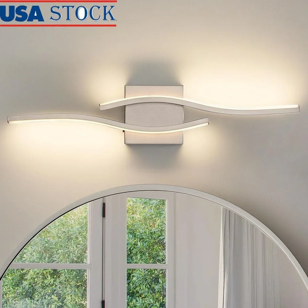 عكس الضوء 5CCT LED الحمام الغرور ضوء نحى النيكل تركيبات الحديثة فوق مرآة سهلة التركيب توفير الطاقة