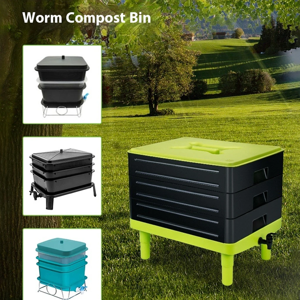 Large Capacity Composting Bin Outdoor Smooth Surfaces Worm Farm Designed For Garden Courtyard Household Food Waste Compost Bin