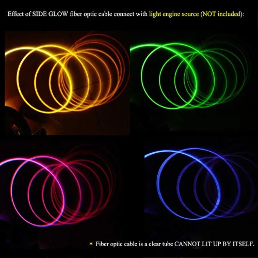 0.06in 1.5mm *16.4Ft(5m) Pmma Plastic Side Glow Cable for Optical Fiber Light, Fiber Optic Lighting Decoration for Car Home Us