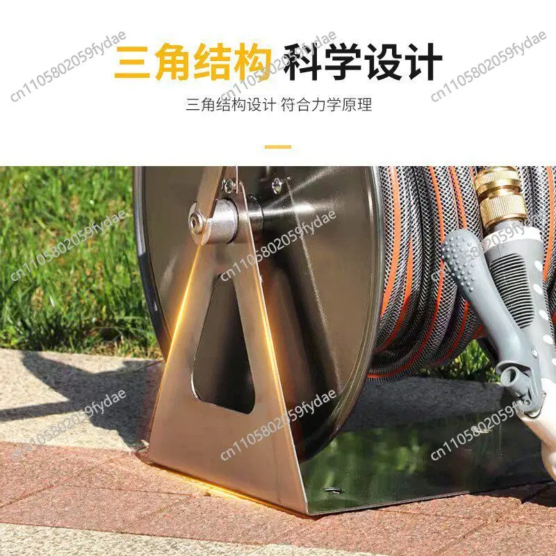 Stainless Steel Car Wash Water Pipe Storage Rack Hanging Automatic Pipe Reel Agricultural Household Water Pipe Reel Frame