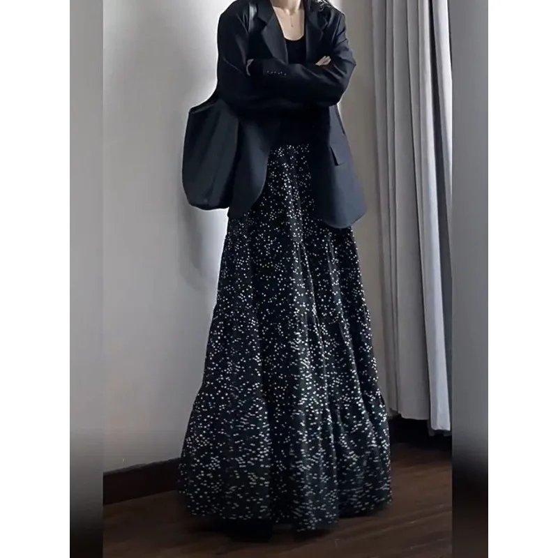 

Women's Autumn Spring Half Skirt Printed Large Size High Waist Medium Length Elastic Waist Simple Comfortable Loose Casual Niche