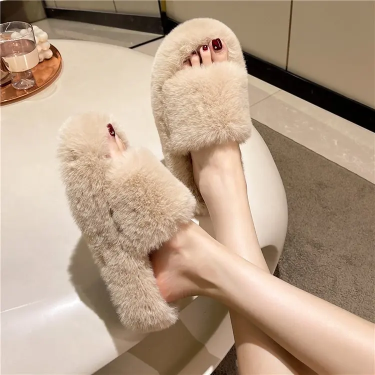 Gentle Plush Slippers Women Outer Wear Thick Bottom 2024 Autumn and Winter New Online Celebri Versitile Fashion Lady Fluffy...