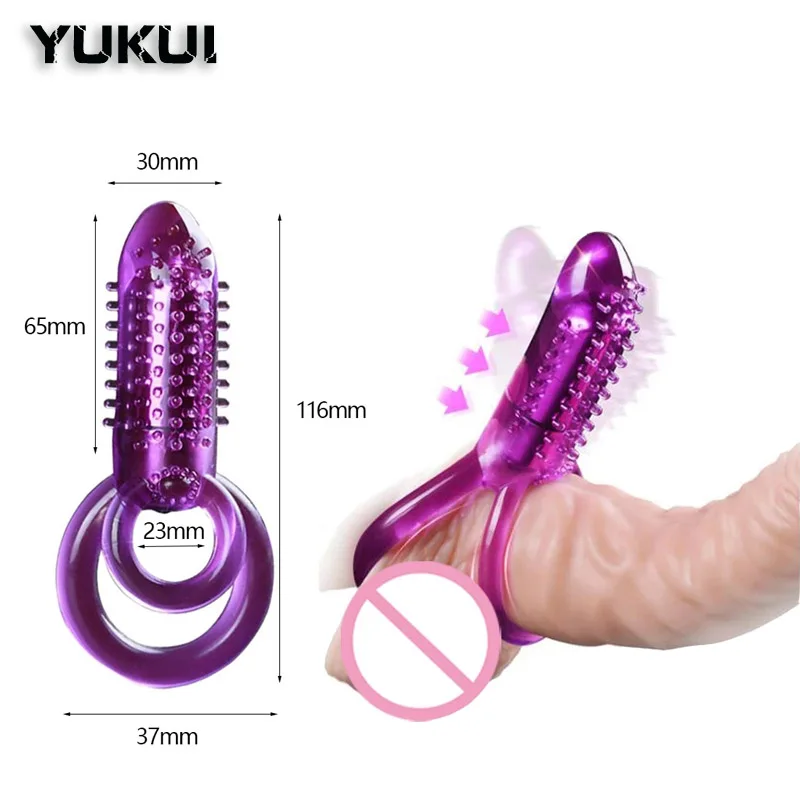 Anillo vibrador doble para pene para hombres, retraso de tiempo, anillos dobles, Juguetes sexuales para alargar el clímax, mejora la capacidad