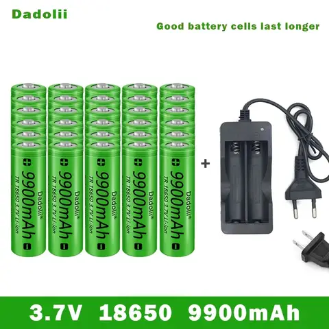 18650 Batteri Uppladdningsbart Batteri 3.7V 18650 9800mAh Kapacitet Li-ion Uppladdningsbart Batteri För Ficklampa Batteri + Laddare 8 best sales litiumbatteri 18650 - №8