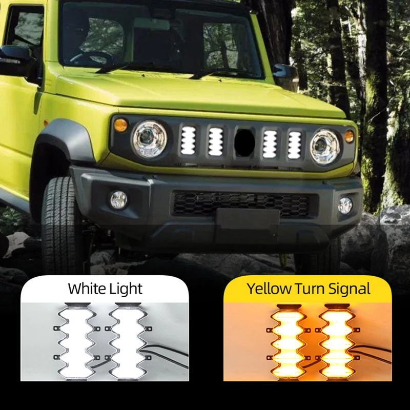 

Front Grille LED Daytime Running Light Turn Signal Lamps Yellow+White For Suzuki Jimny 2019-2022 Accessories