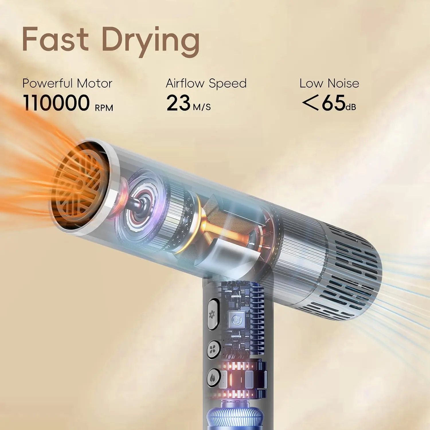1600W High-Velocity Hair Dryer for Women, Fast-Drying Blow Dryer Set with Diffuser and Curler
