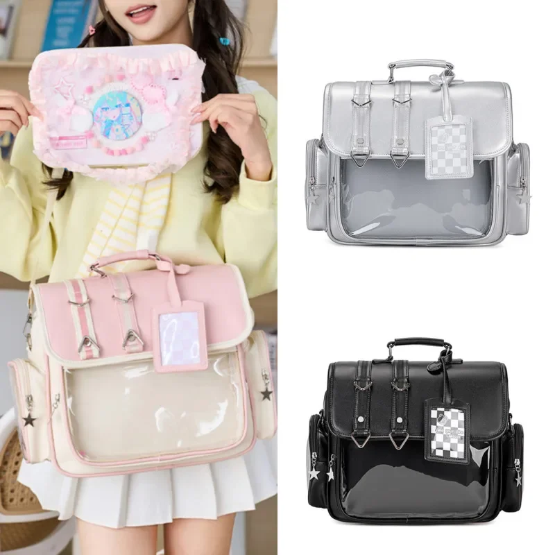 Lolita JK Transparent Mochilas Mujer Y2K Mochila Preppy Style Ita Bag High Capacity Bolsas Commuter Backpack Bags for Woman