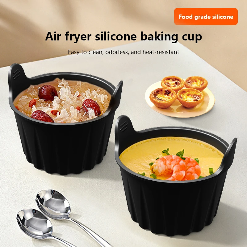 Air Fryer Egg Poacher Cups Egg Poaching Maker Silicone Cake Muffins Cupcakes Mould Custard Tart Pie Desserts Baking Mold