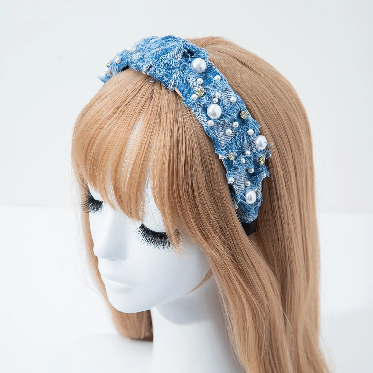 

New fashion products Leopard flannel pearl knotted headband for Women Elastic Girl Hair Accessories Headwear