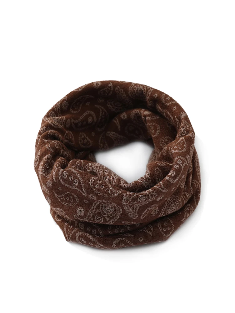 Thick Pure Cotton Paisley Snood Neck Gaiter Winter Double Layers Unisex Tube Scarf Neck Warmer Cowl Collar Loop Outdoor Skiing