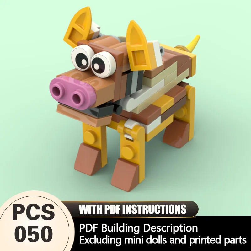 

Creators Animal Series Model MOC Building Bricks Yellow Pig Modular Technology Gifts Holiday Assemble Children Toys Suit