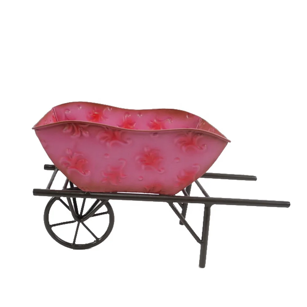 Metal Wagon Wheels Flower Cart, Planter Pot Stand para Home Garden, Decoração ao ar livre, Novo