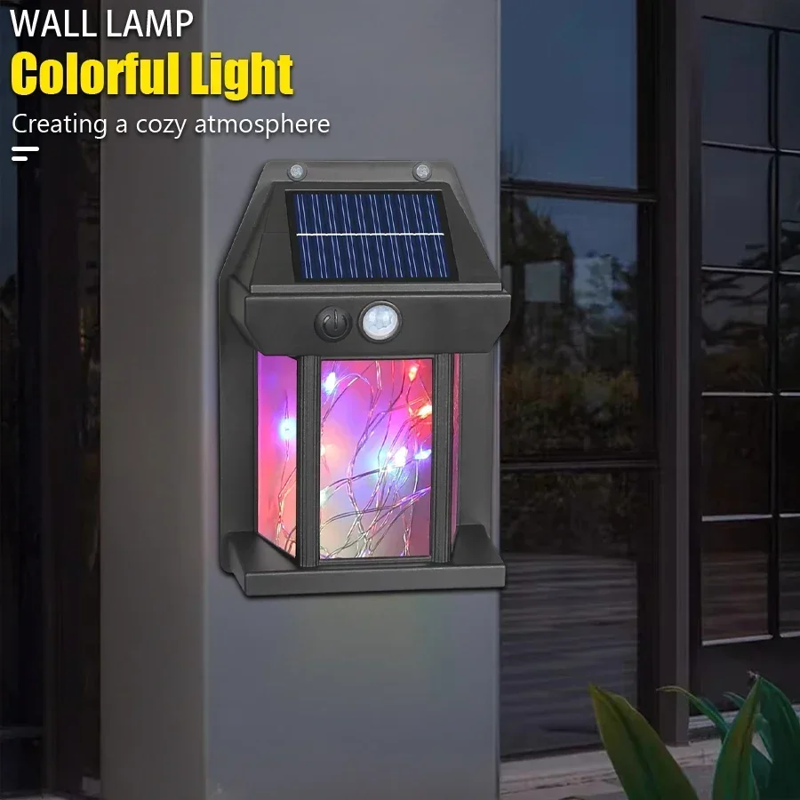 

External Solar Lamp Motion Sensor Colarful Light String Outdoor Waterproof Lighting Emergency Lantern Garden Decoration Lantern
