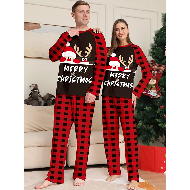 2025 Family Christmas Pajamas Matching Outfit Mother Father Kids Clothes Look Mommy And Me New Year\'s Costumes Pyjamas Xmas Deer