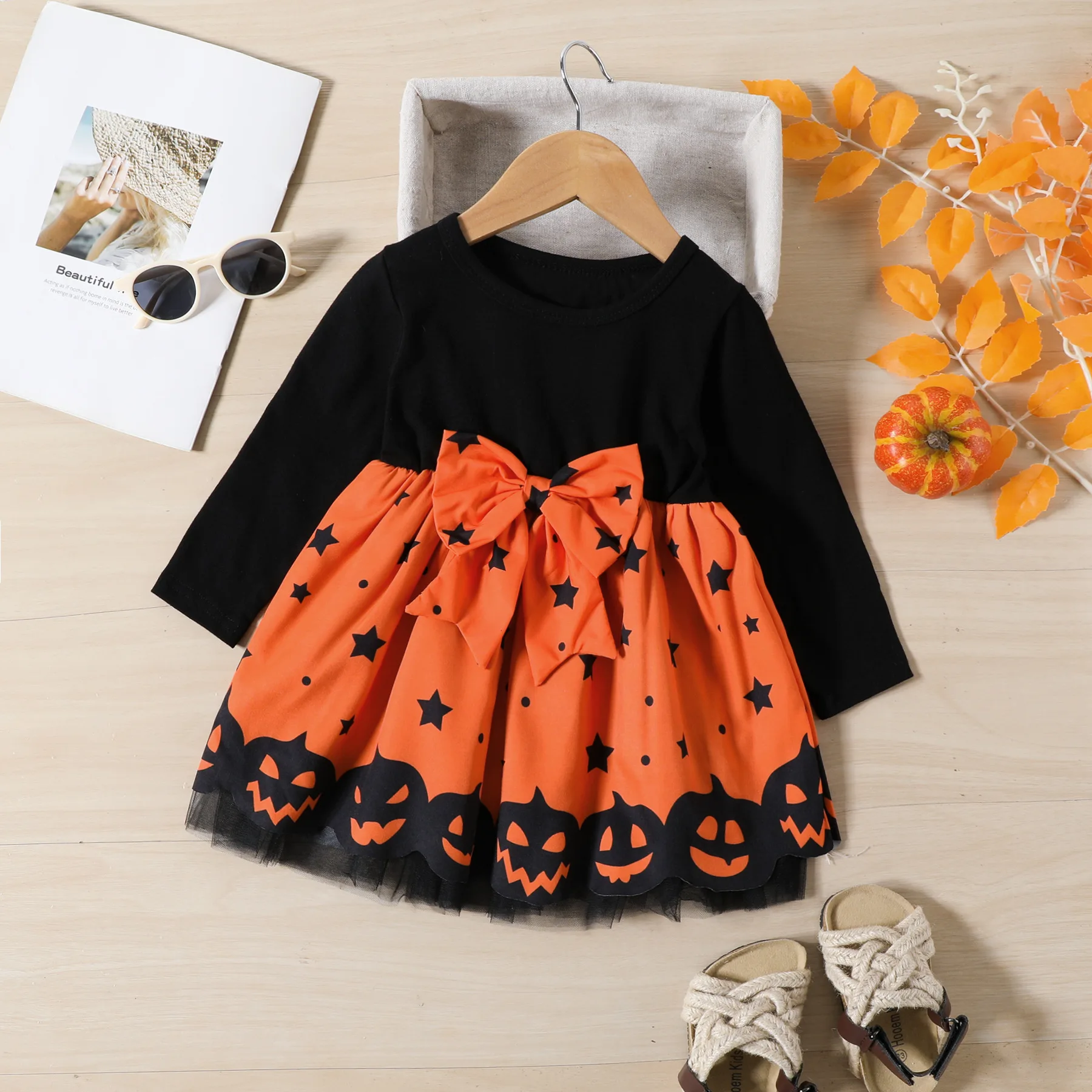 

Baby Girl Clothes Autumn Winter Sweater Dress Halloween Costume Pumpkin Print Princess Dress Birthday Girls Party Dresses Outfit