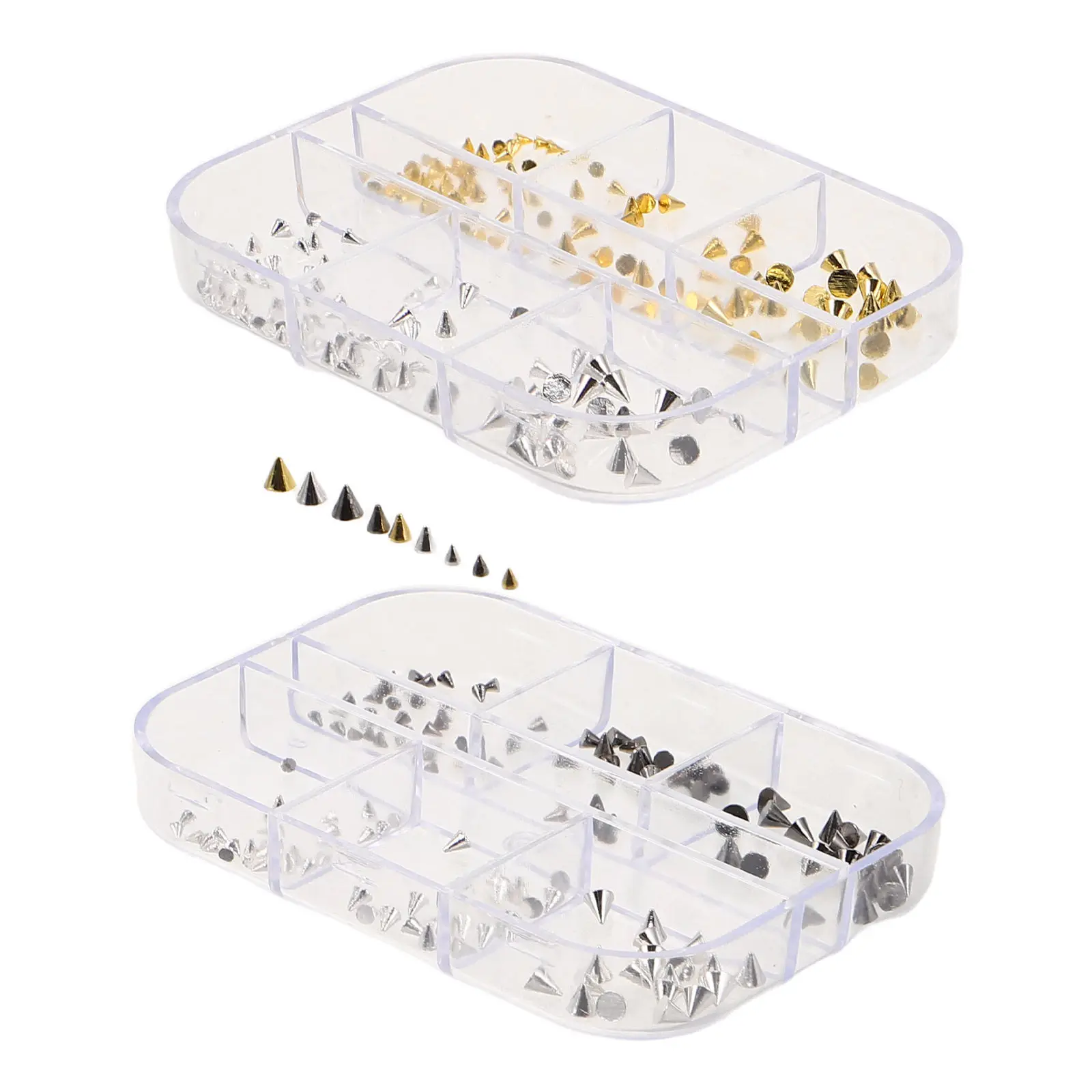 

2 Boxes Metal Punk Nail Charms Cone Spike Studs Flat Back Rivet Nail Art Embellishments Grunge Vintage Manicure Decoration Party