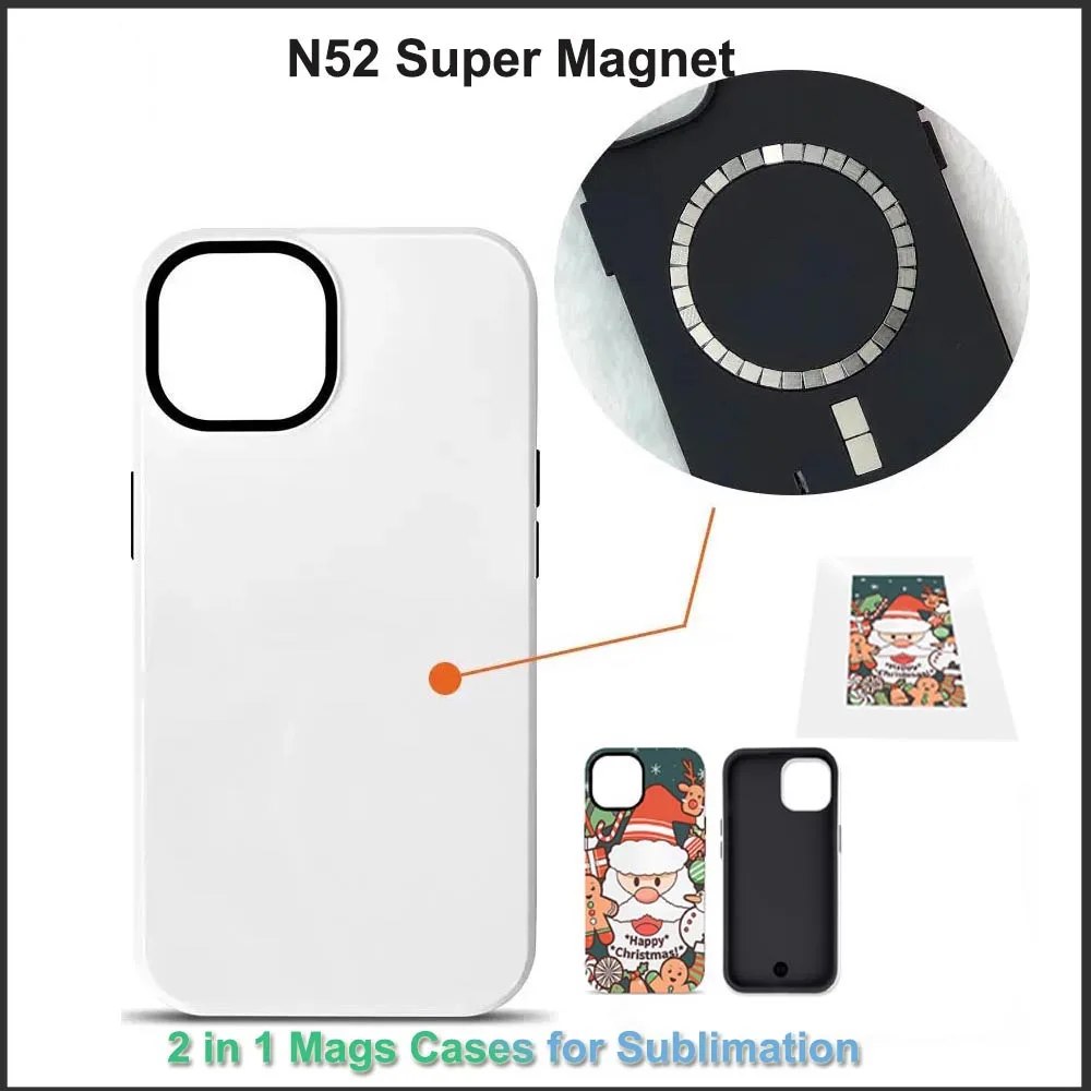 

5 шт. 2 в 1 индивидуальный пустой сублимационный чехол для iPhone 16 15 14 13Pro Max с термотрансферным принтом и магнитным кольцом, задняя крышка с покрытием