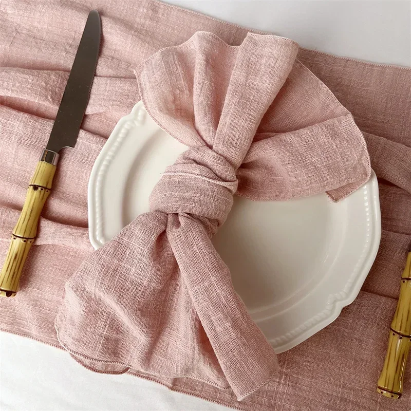 50pcs 30X30cm Wholesale Cotton Cloth Napkins Gauze Fabric Wedding Napkins Pink for Party Tea Towel Table Christmas Table Decor